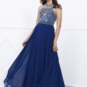 Halter Neck A-Line Shape Sequin Prom Dress NX8286